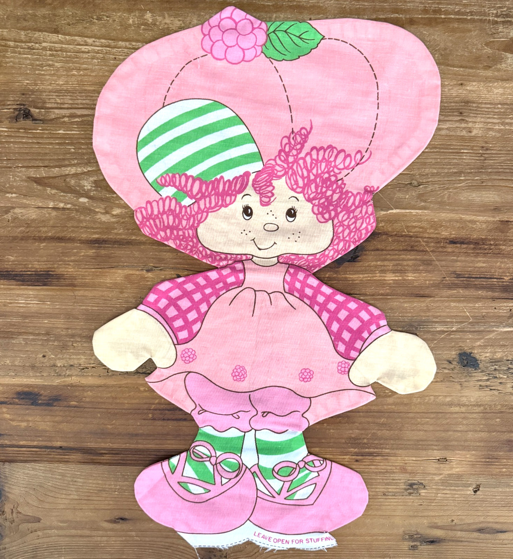 Vintage Strawberry Shortcake Raspberry Tart Cut & Sew Fabric Panel No Stuffing